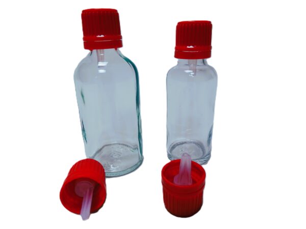 Frasco-vidrio-transparente-tapon-precinto-rojo-gotero-incorporado-Fusté