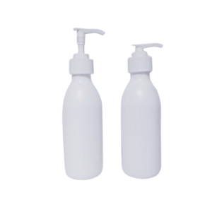 Botella-PET-blanca-200-ml-con-dosificador-blanco-Fusté