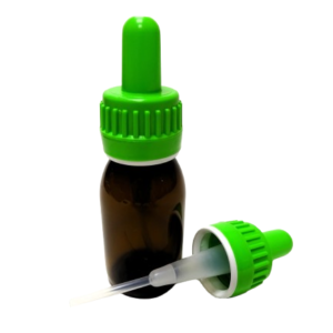 Botella-PET-topacio-50-ml-cuentagotas-tapa-verde-tetina-verde-Fusté