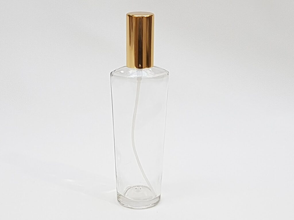 Frasco-vidrio-transparente-operette-100-ml-atomizador-metalizado-oro-Fusté