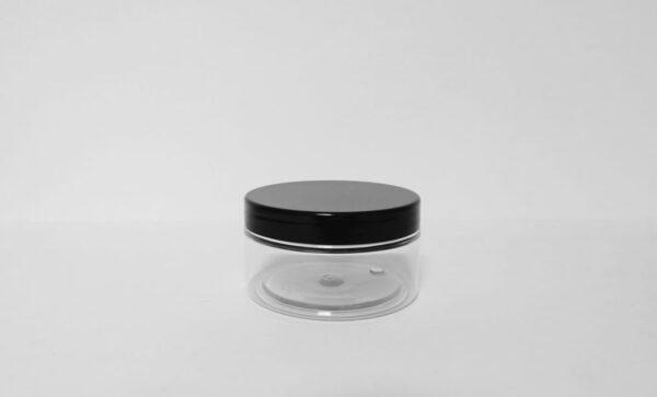 Tarro-plástico-PET-para-cosmética-100-ml-con-tapa-negra-fuste