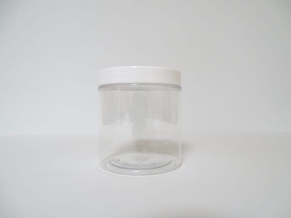 Tarro-plástico-PET-para-cosmética-250-ml-con-tapa-blanca-fuste