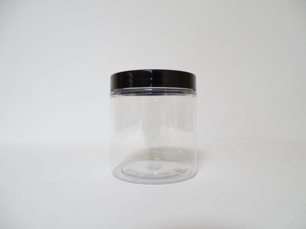 Tarro-plástico-PET-para-cosmética-250-ml-con-tapa-negra-fuste