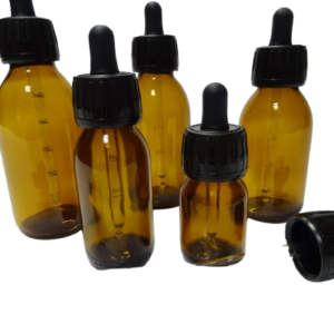 Frasco-vidrio-aligerado-topacio-tapon-cuentagotas-negro-tetina-negra-Fuste