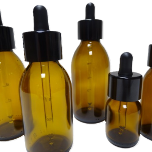 Frasco-vidrio-aligerado-topacio-tapon-cuentagotas-urea-negro-tetina-negra-Fusté