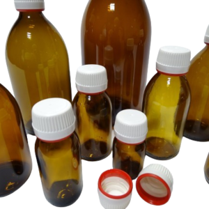 Frasco-vidrio-aligerado-topacio-tapon-precinto-blanco-rojo-Fusté