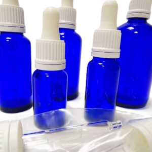 Frasco-vidrio-azul-cobalto-cuentagotas-OVII-blanca-tetina-blanca-Fusté