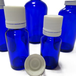 Frasco-vidrio-azul-cobalto-precinto-blanco-Fusté