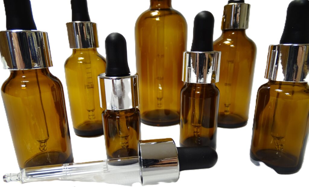 Frasco-vidrio-topacio-cuentagotas-urea-plata-tetina-negra-Fusté