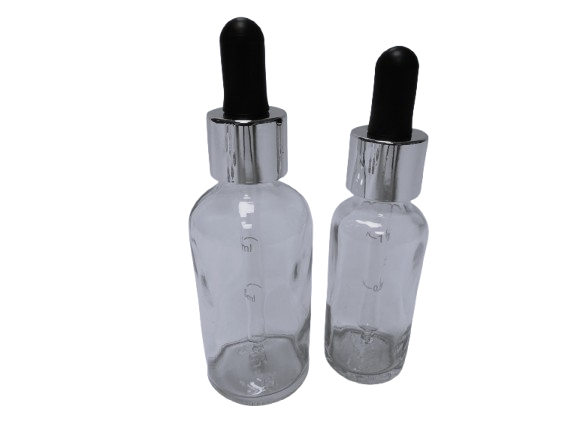 Frasco-vidrio-transparente-cuentagotas-urea-metalizada-plata-tetina-negra-Fusté Frasco-vidrio-transparente-cuentagotas-urea-metalizada-plata-tetina-negra-Fusté