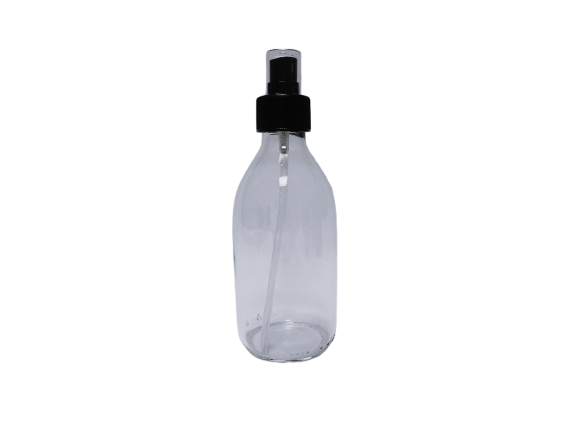 Frasco-vidrio-aligerado-transparente-250-ml-atomizador-negro-Fusté